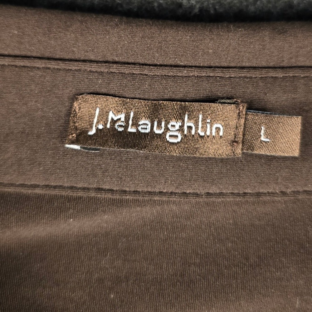 J. McLaughlin Women's Brown Button Front Shirt Stretch Fabric Classic Size L - Picture 5 of 14